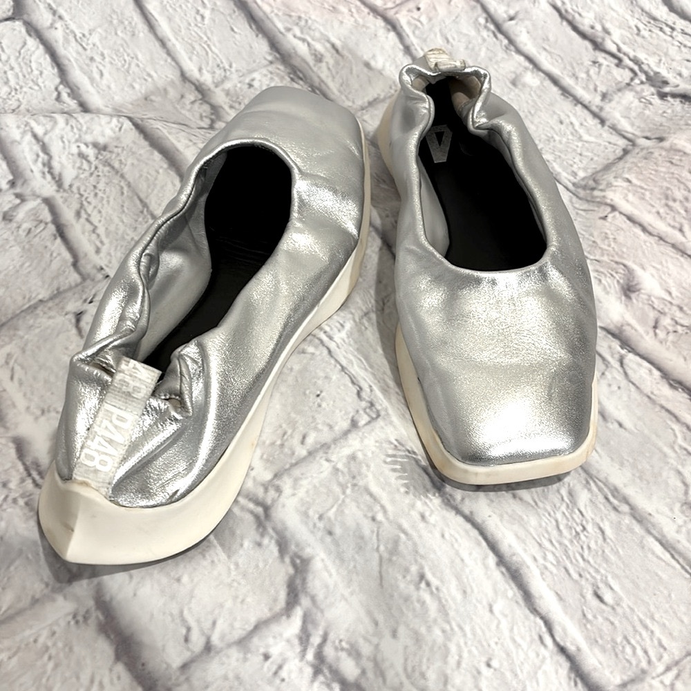 🔵P448 Stylish Chic Silver Ballet Flats